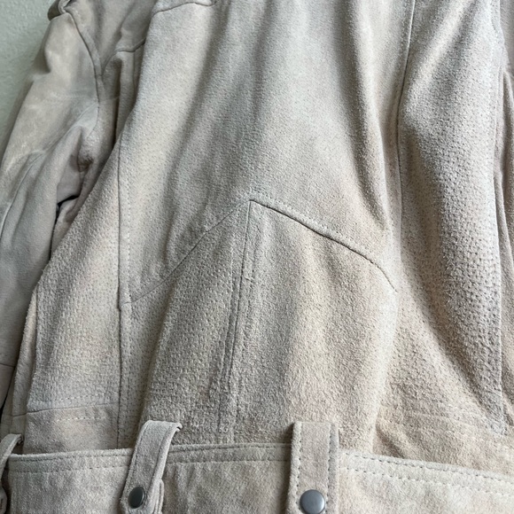 Blanknyc Suede Moto Jacket Medium Leather Sand Tan Biker Cropped whimsygoth Rock - Picture 11 of 16